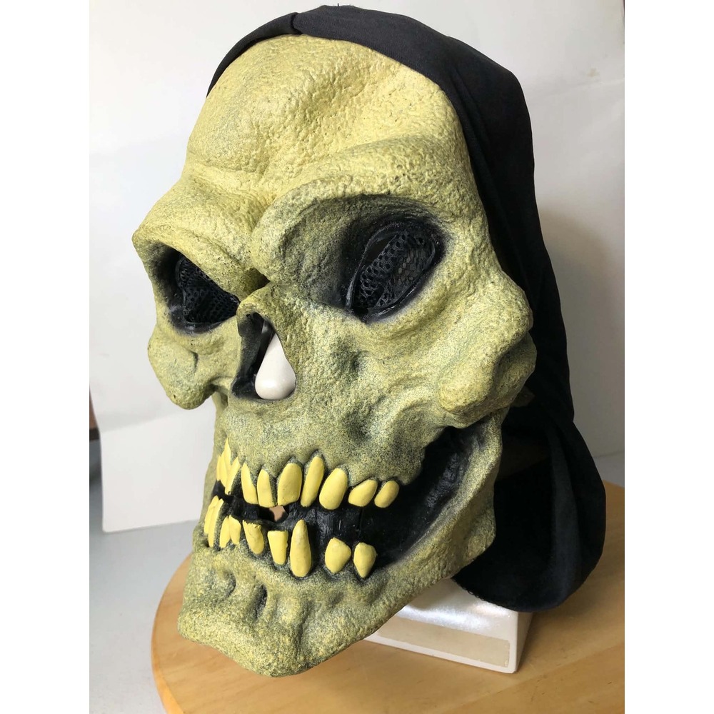 Vintage 90s Paper Magic Group Skull Mask Halloween Adult OS Hooded Grim Reaper - Picture 5 of 14